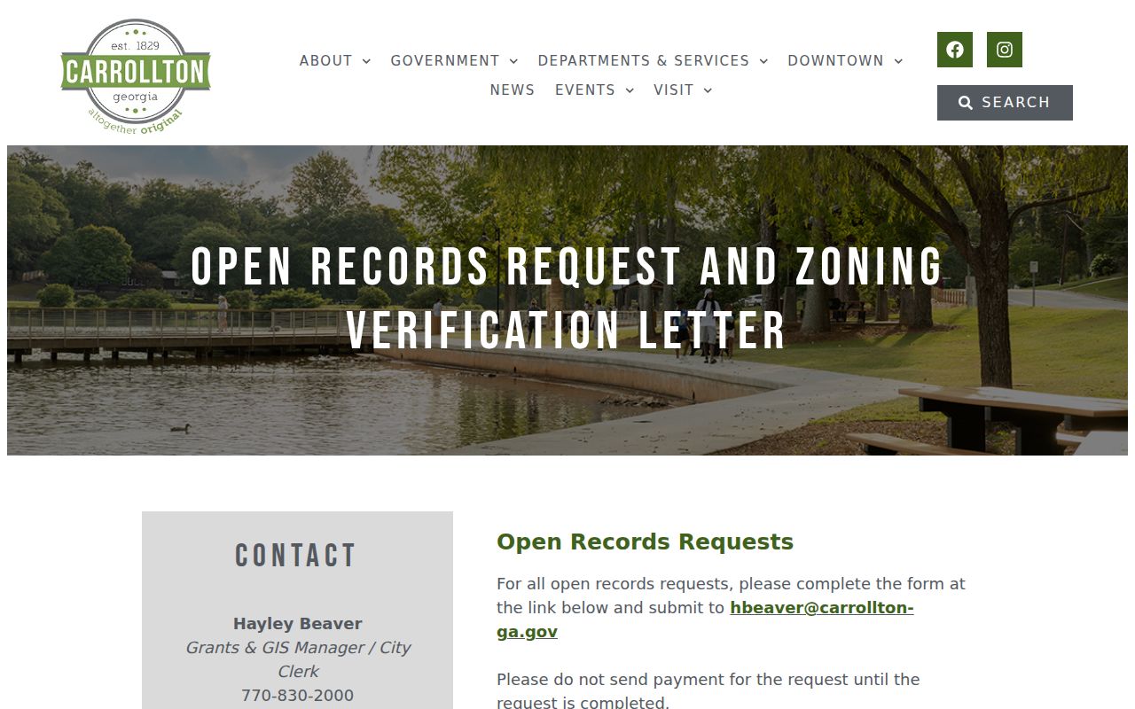 Carrollton residents directory city open records request