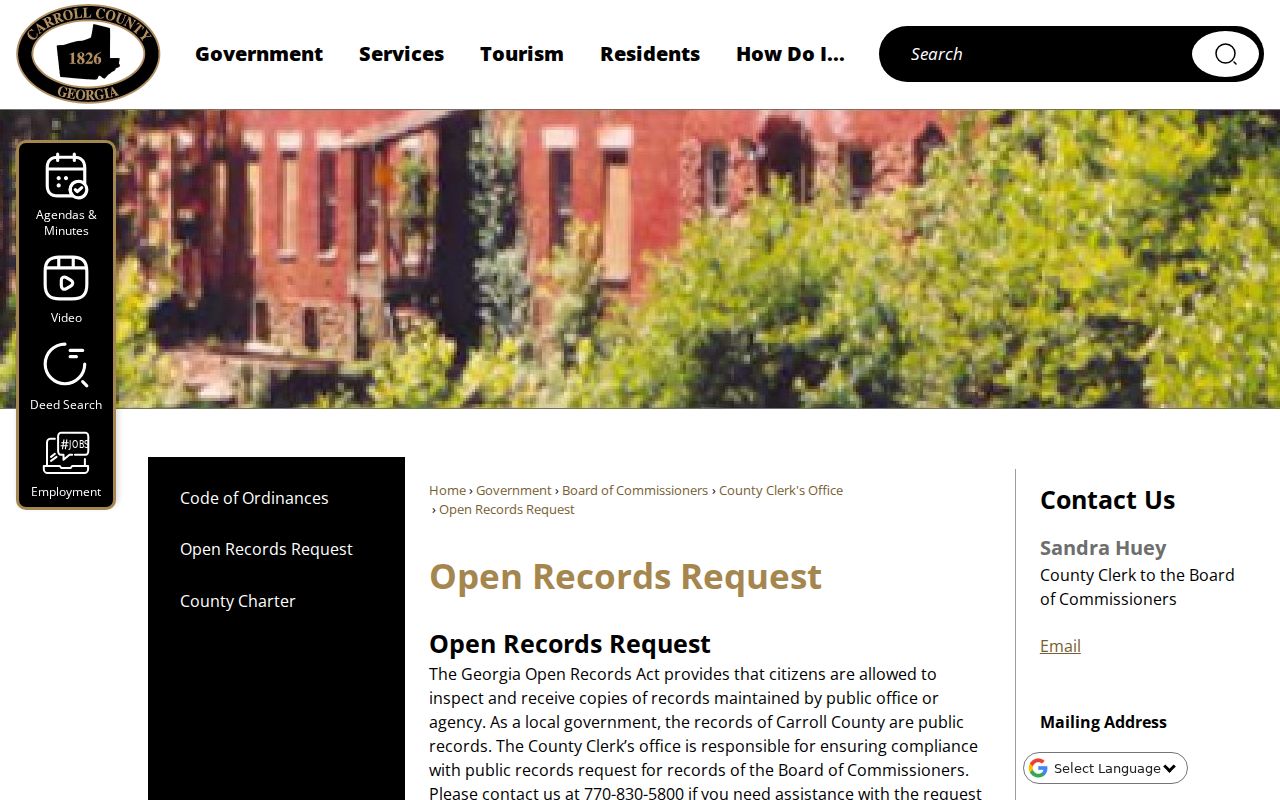 Carrollton residents directory county records request routing