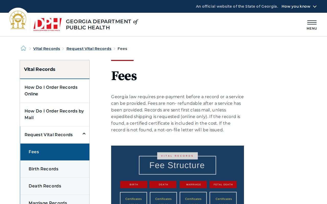 Carrollton previous residents Georgia vital records fee page